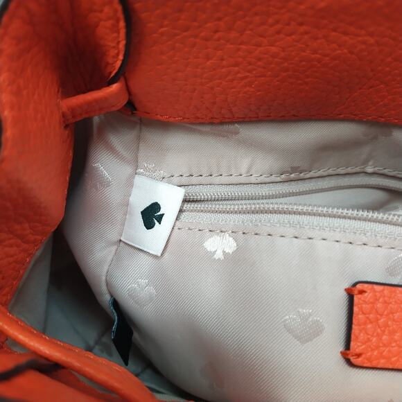 Kate Spade New York Orange Pebbled Leather Zipper Drawstring Top Handle Backpack main image 4